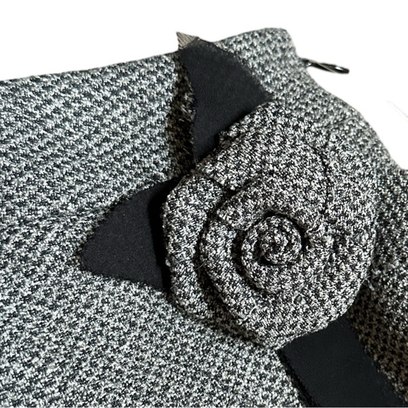 Versailles Vintage Skirt Size 10 NWT Gray Y2K Rosette Jacquard Tweed Peplum Hem - Picture 4 of 10